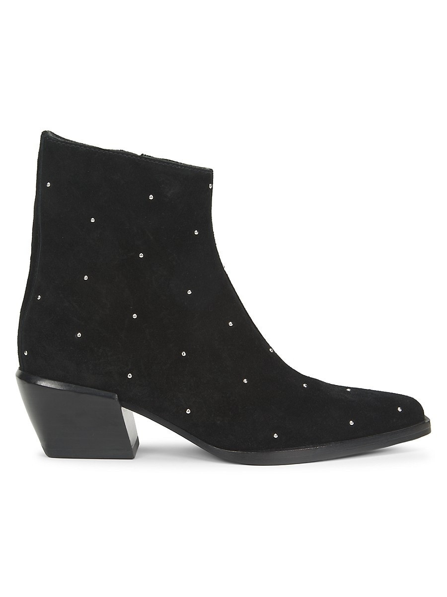 Rag & Bone Women's Joni Studded Suede Zip Boots - Black Suede - Size 39.5 (9.5) | Saks Fifth Avenue OFF 5TH