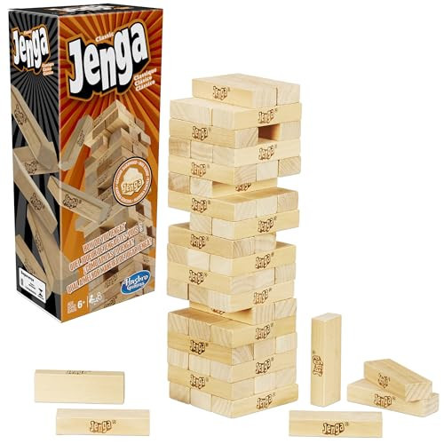Jenga Game | The Original Wood Block Game with Genuine Hardwood Blocks | Stacking Tower | Ages 6+ | 1 or More Players | Party Games for Kids | Family Games | Amazon (US)