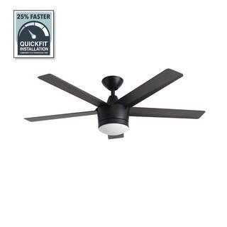 Home Decorators Collection Merwry 48 in. Integrated LED Indoor Matte Black Ceiling Fan with Light... | The Home Depot