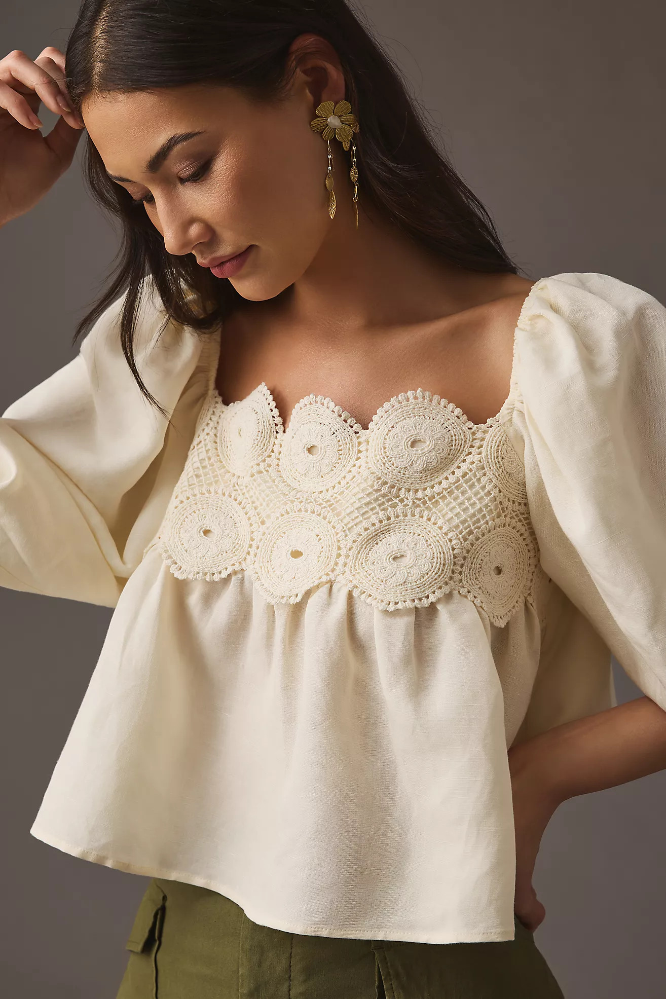 By Anthropologie Lace Babydoll Top | Anthropologie (US)