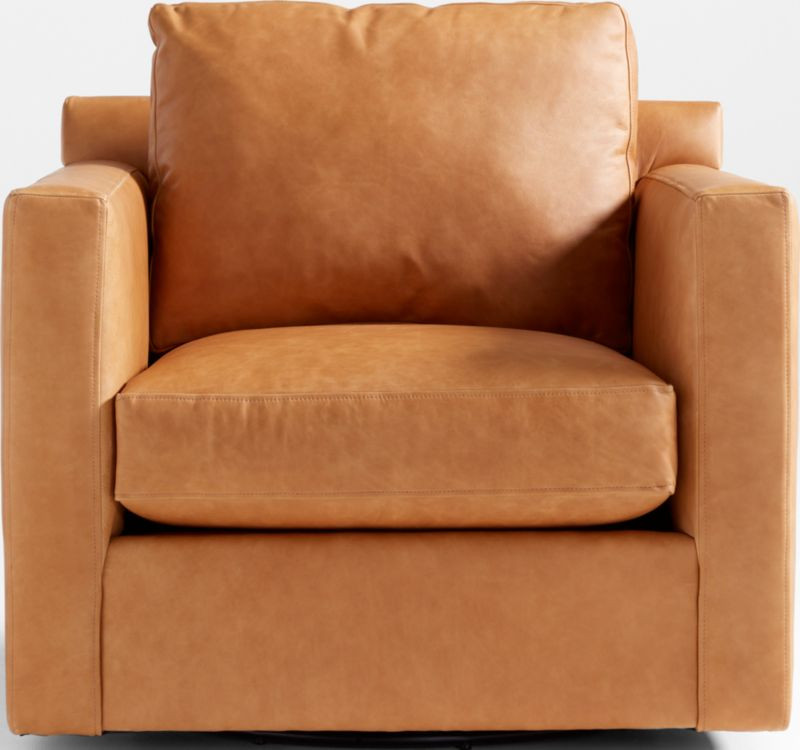 Barrett II Leather Track Arm Swivel Chair | Crate & Barrel | Crate & Barrel