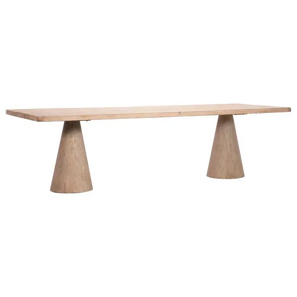Hayes 108" Rectangular Reclaimed Pine Double Cone Shaped Pedestal Base Dining Table | Bed Bath & Beyond