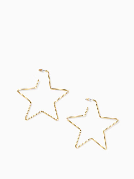 Kate Spade Scrunched Scallops Star Large Hoops, Gold | Kate Spade (US)