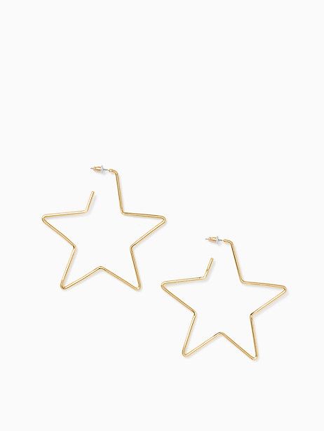 Kate Spade Scrunched Scallops Star Large Hoops, Gold | Kate Spade (US)
