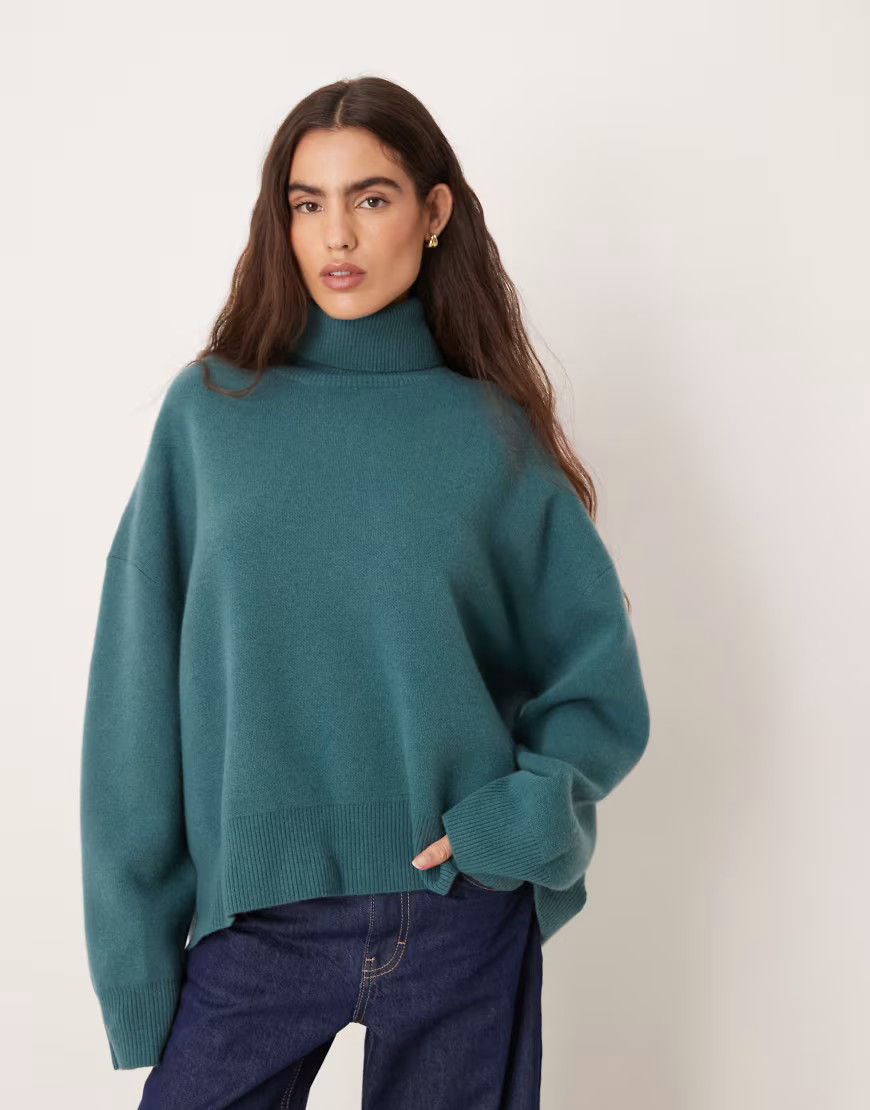 Free People sigma turtleneck in blue grey | ASOS (Global)