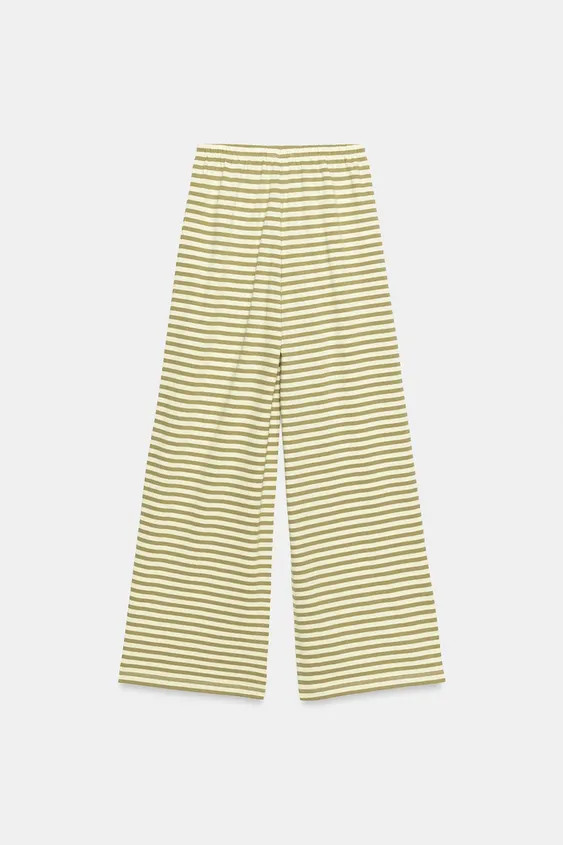 STRIPED COTTON AND LINEN PANTS | Zara US