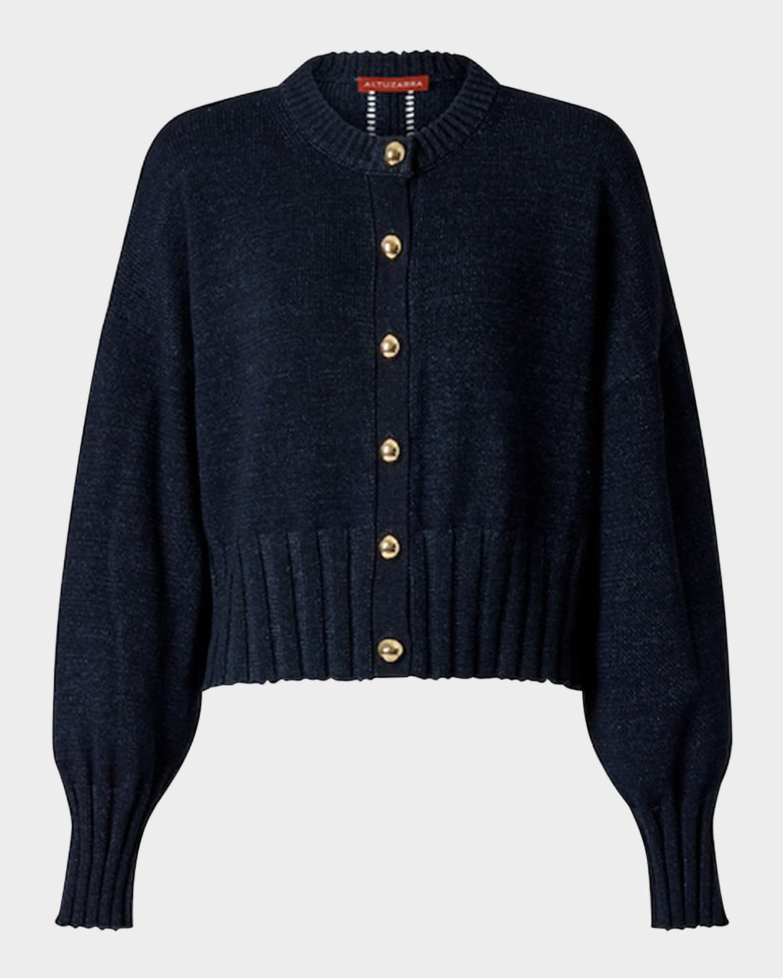 Liam Wide-Rib Crewneck Cardigan | Neiman Marcus