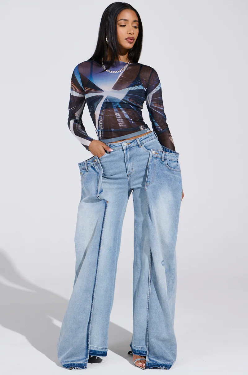 SEEING DOUBLE DECONSTRUCTED DENIM JEANS | AKIRA