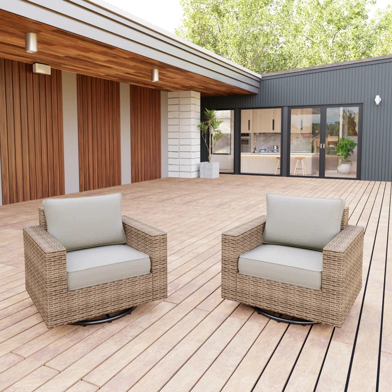 Oversized Swivel Patio Chair (Set of 2) | Wayfair North America