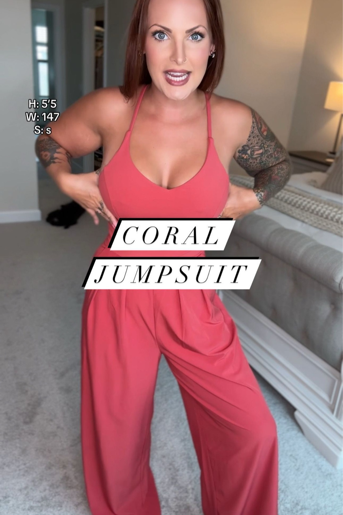 Comment CORAL and I’ll send you the 🔗. So pretty. Love the fit ❤️ #jumpsuit #halara #halarajumpsuits #cuteoutfit #momoutfit #workoutfit #midsizefashion #momblogger #viraljumpsuit