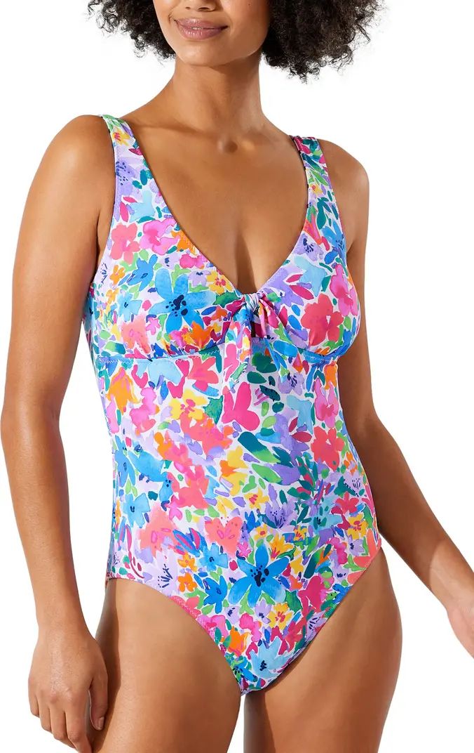Tommy Bahama Watercolor Floral Print Stripe Reversible One-Piece Swimsuit | Nordstrom | Nordstrom