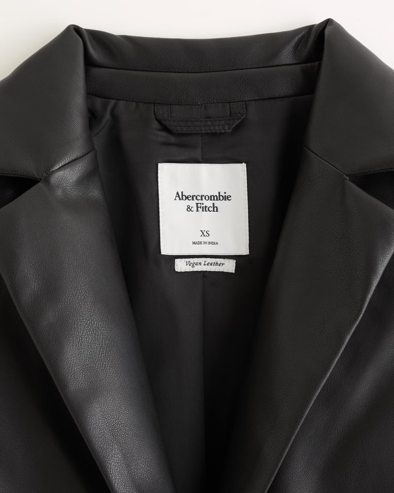 Women's Vegan Leather Blazer | Women's Coats & Jackets | Abercrombie.com | Abercrombie & Fitch (US)
