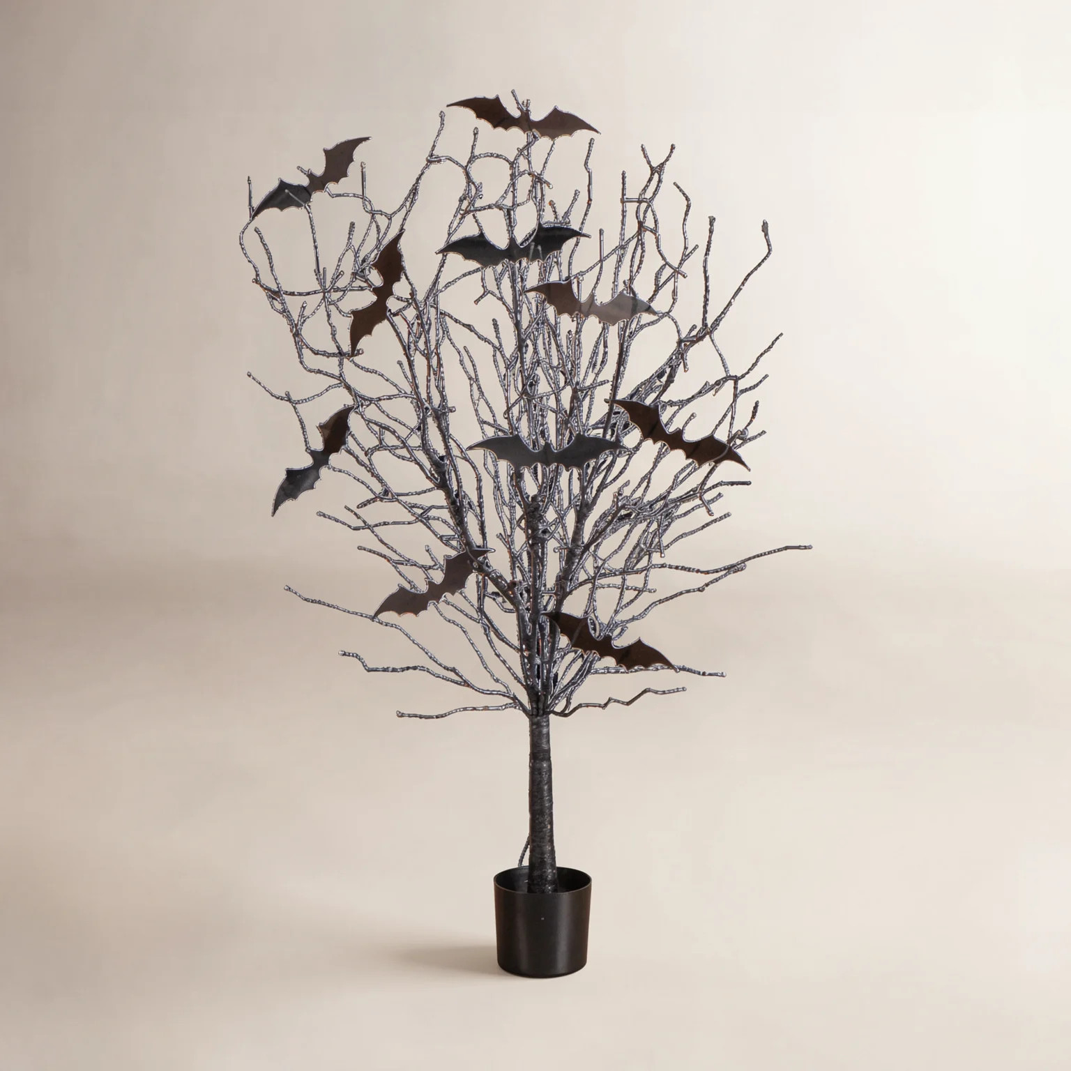 Pre-Lit Artificial Halloween Black Twig Tree With Bats And 50 Warm White LED Lights | Wayfair North America