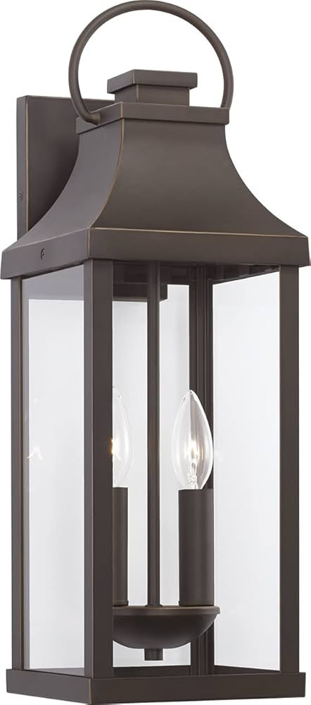Capital Lighting 946421OZ Bradford Clear Glass Outdoor Wall Lantern, 2-Light 120 Total Watts, 21"... | Amazon (US)