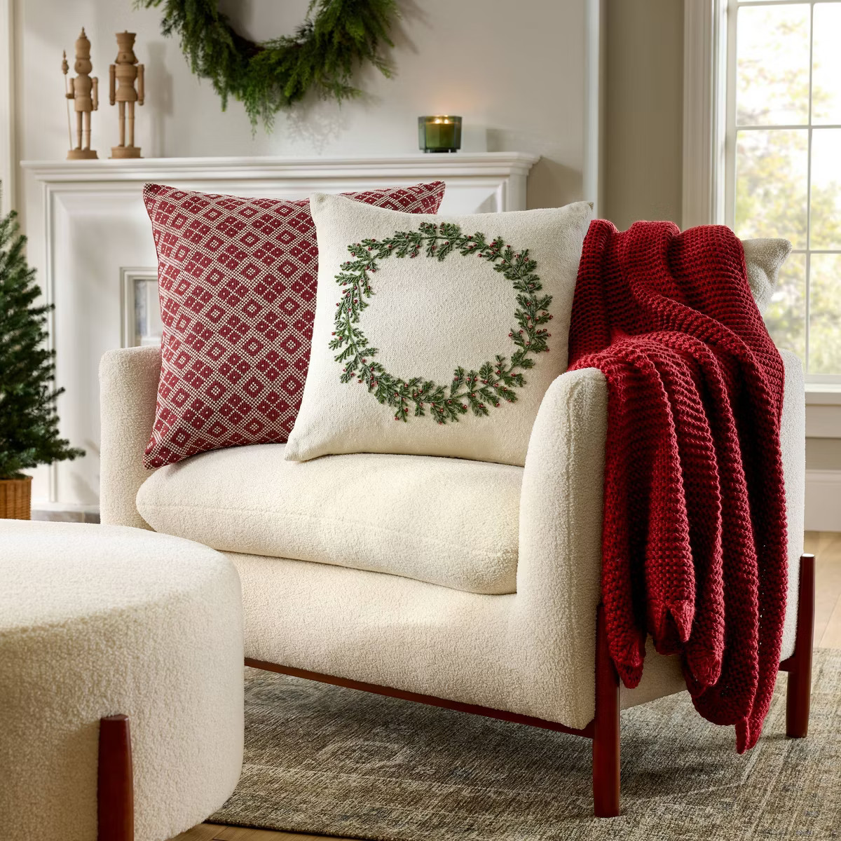 Oversized Woven Fair Isle Square Throw Pillow Red/Cream - Threshold™ designed with Studio Mcgee | Target