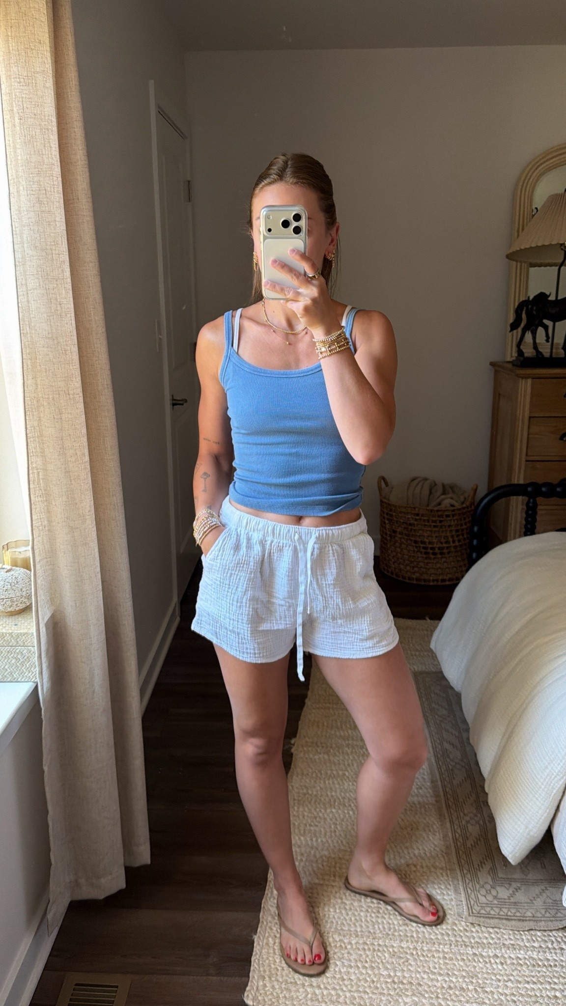 7/4/26 Morning Errands Outfit of the Day

An easy outfit for running morning errands ❤️🤍💙 Wearing one of my favorite Aritzia tanks with their lightweight woven shorts for a simple, comfortable look that’s perfect for hot summer days. Easy, breathable pieces that I’ve been reaching for all season long. Everything is linked here ✨

#LTKootd #LTKSeasonal