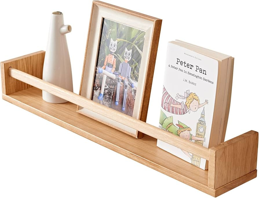 Floating Shelves, Oak Nursery Floating Shelves for Wall Mounted, Wall Bookshelf,Hanging Shelf for... | Amazon (US)