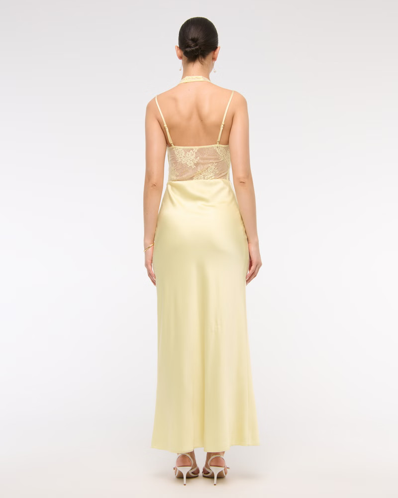 Women's The A&F Julia Slip Lace Halter Maxi Dress | Women's Clearance | Abercrombie.com | Abercrombie & Fitch (US)