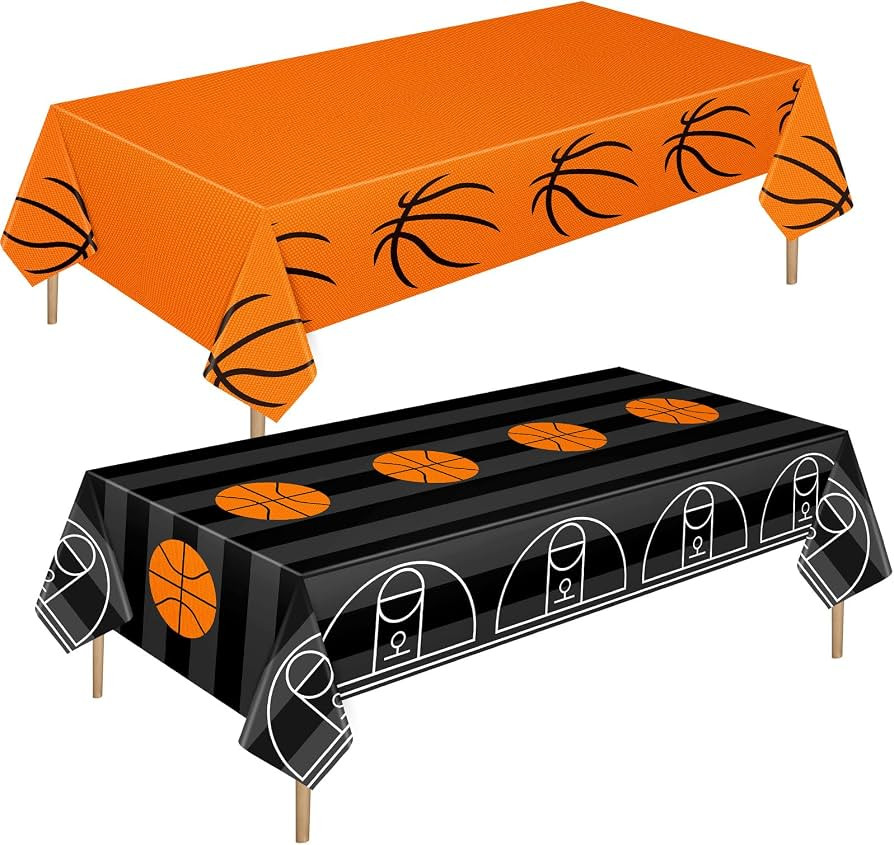 Mixweer 2 Pcs Basketball Plastic Tablecloth Birthday Party Decorations 54 x 108 Inch Basketball F... | Amazon (US)