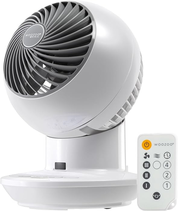 IRIS USA WOOZOO Air Circulator Fan with Remote, Oscillation, 3 Speeds, 52ft Max Air Distance, Adjustable Tilt, Quiet Motor, Small Fan for Bedroom, Office, Dorm, White | Amazon (US)