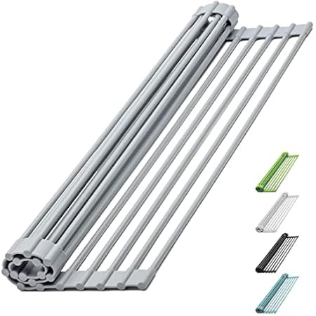 Kraus KRM-11DG Multipurpose Over Sink Roll-Up Dish Drying Rack, Dark Grey | Amazon (US)