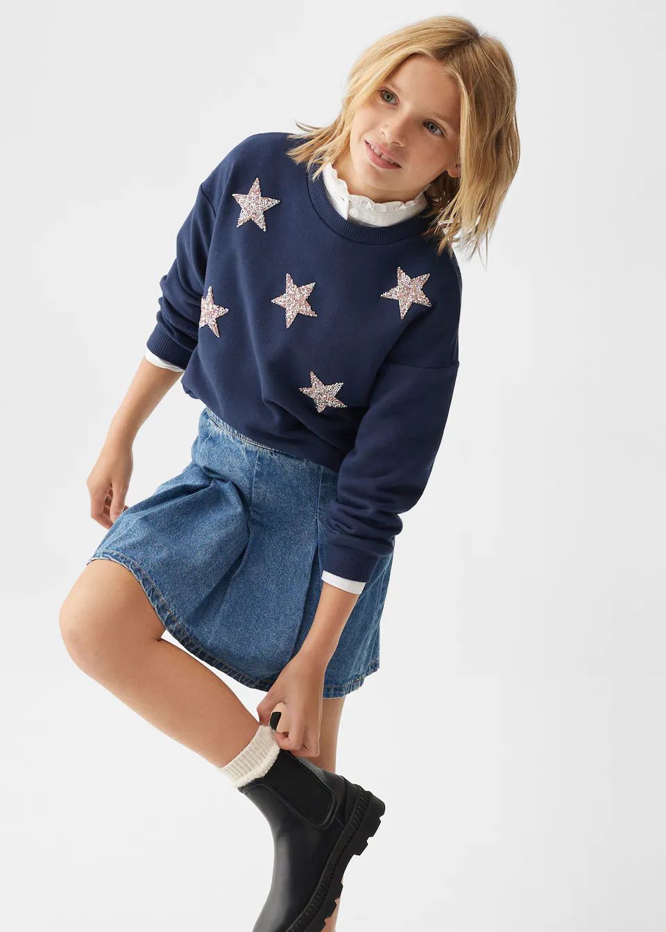 Stars beaded sweatshirt -  Girls | Mango Kids USA | MANGO (US)