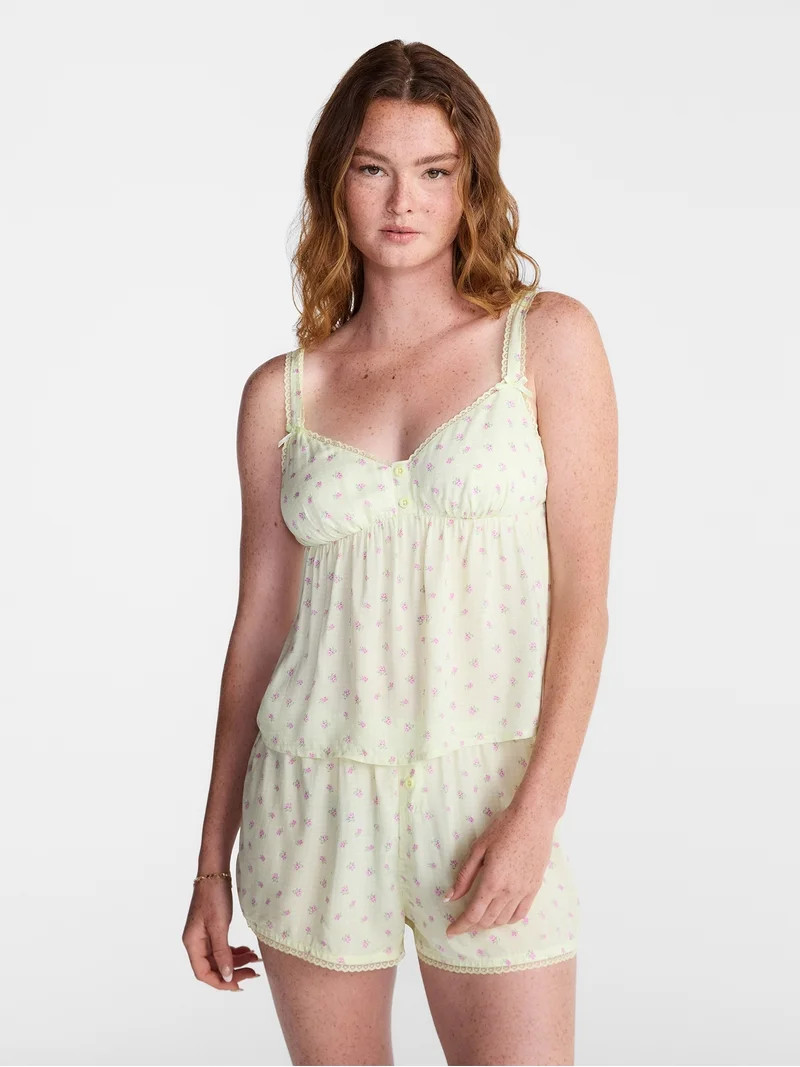 No Boundaries Woven Cami Top and Shorts Sleep Set, 2-Piece, Women's XS-XXL | Walmart (US)