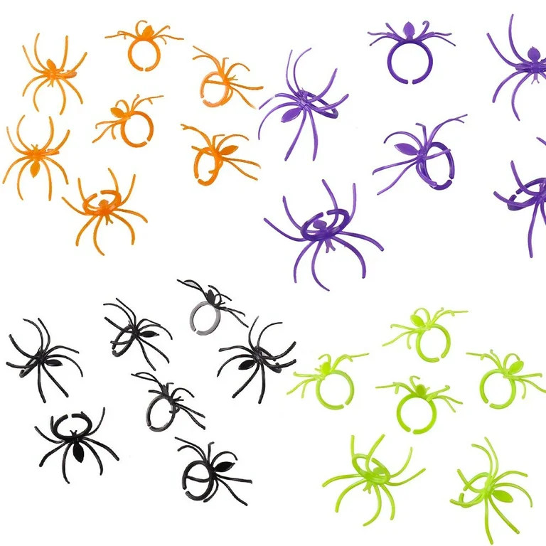 144 Pcs Halloween Spider Rings Plastic Cupcake Topper Halloween Party Favors - (Multicolored) - W... | Walmart (US)