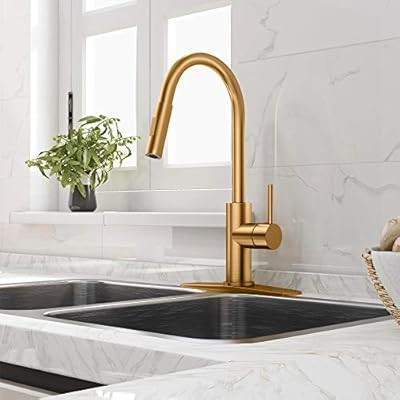 Gold Kitchen Faucet with Pull Down Sprayer, Kitchen Faucet Sink Faucet with Pull Out Sprayer, Sin... | Amazon (US)