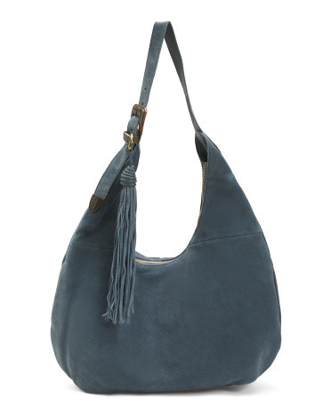 Suede Large Western Strap Tassel Hobo | TJ Maxx