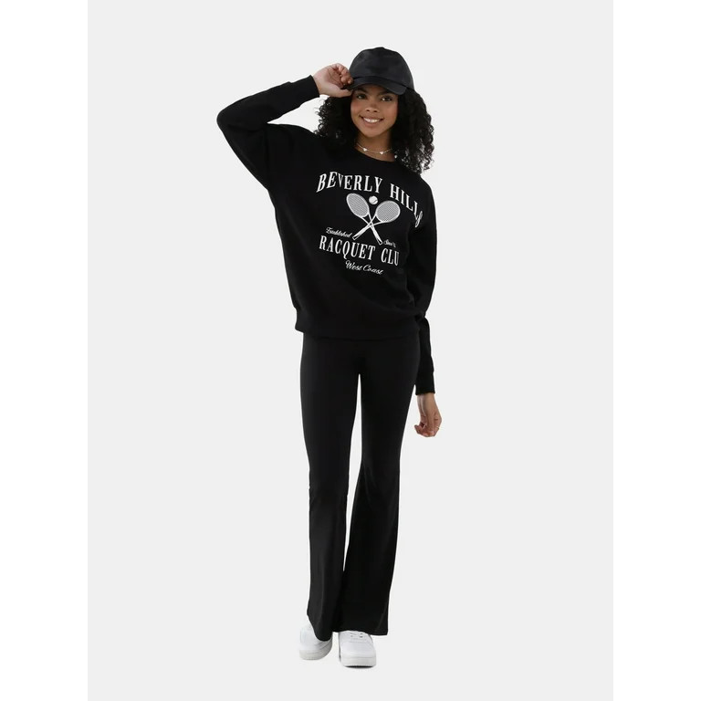 No Boundaries Washed Crewneck Sweatshirt, Women’s and Women’s Plus | Walmart (US)
