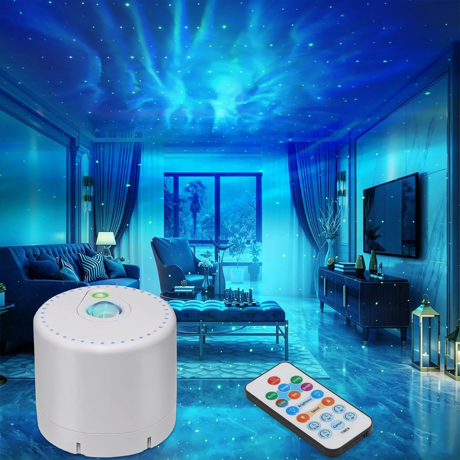 Vrbgify Galaxy Star Projector LED Nebula Night Light with Remote Control Timer RGB Ceiling Wall Bedroom Decor for Parties Holidays Sound Mode | Lowe's