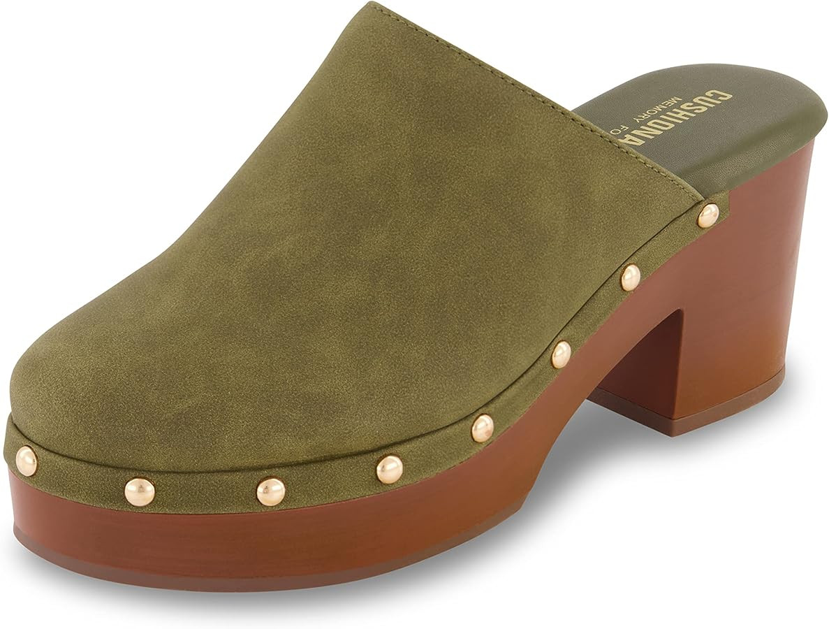 CUSHIONAIRE Women's Gibbons Faux Wood Clog with Memory Foam Padding, Wide Widths Available | Amazon (US)