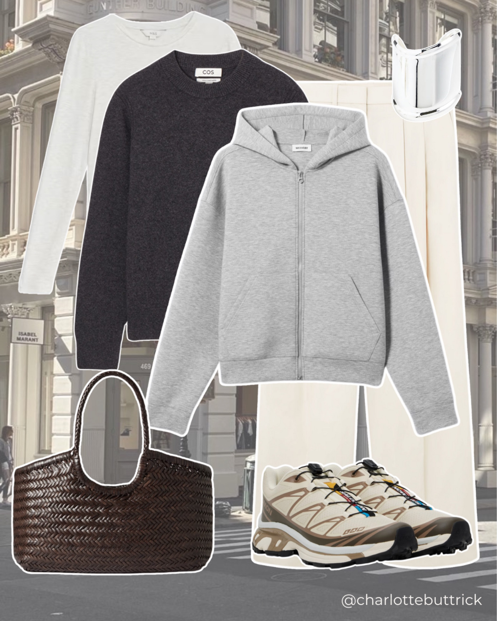 Spring capsule wardrobe, capsule wardrobe spring 2025 - transitional winter to spring layers - Salomon xt6 - jeans - trendy sneakers - wardrobe essentials - wardrobe staples - basics - cream trousers 

#LTKFashionMonth #LTKspring #LTKuk