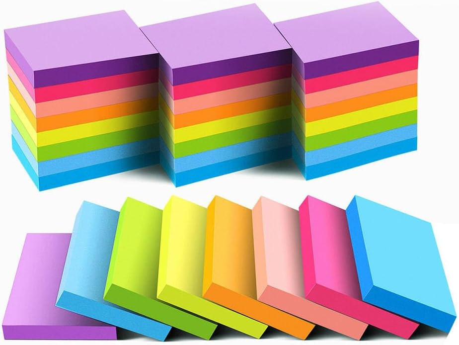 Mini Sticky Notes 1.5x2 Inches, Bright Colors Self-Stick Pads, 24 Pack, 75 Sheets/Pad,1800 Sheets | Amazon (US)