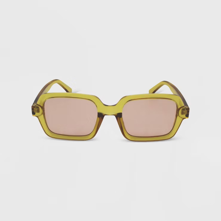 Women's Milky Plastic Square Blue Light Filtering Glasses - Wild Fable™ Honey Yellow | Target