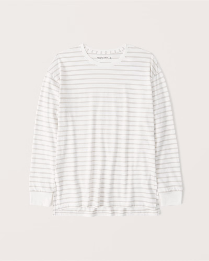 Women's Oversized Long-Sleeve Boyfriend Tee | Women's New Arrivals | Abercrombie.com | Abercrombie & Fitch (US)