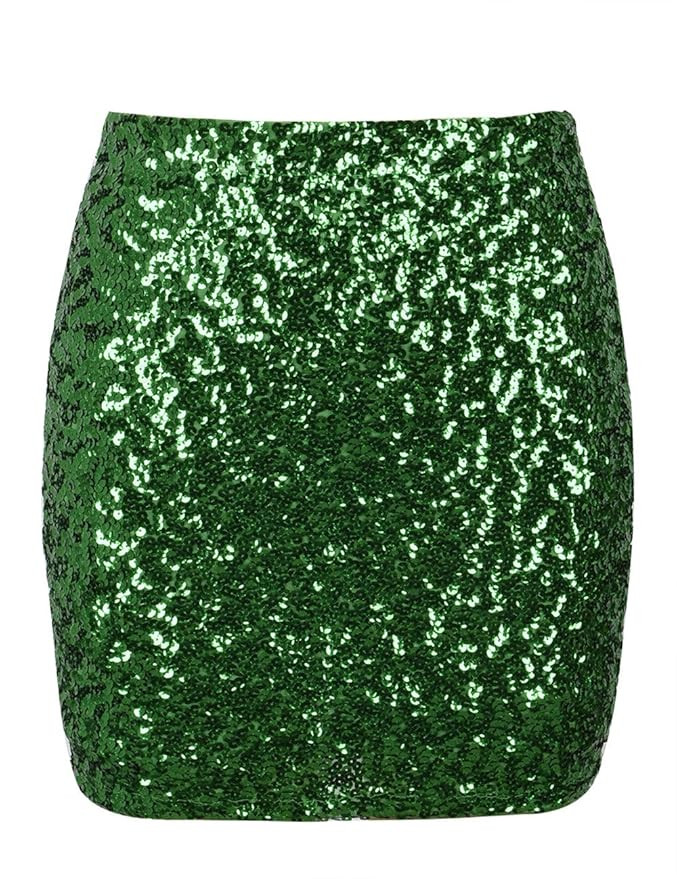 PrettyGuide Women's Sequin Skirt Stretchy Bodycon Sparkle Mini Skirt Night Out | Amazon (US)