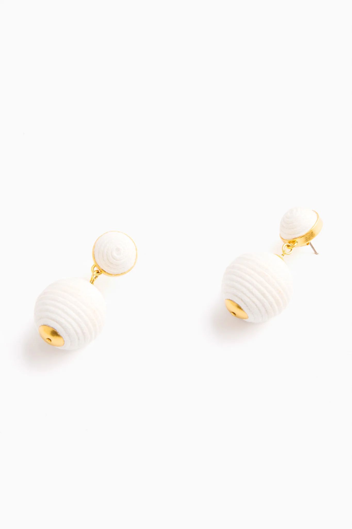White Petite Woven Lantern Earrings | Tuckernuck (US)