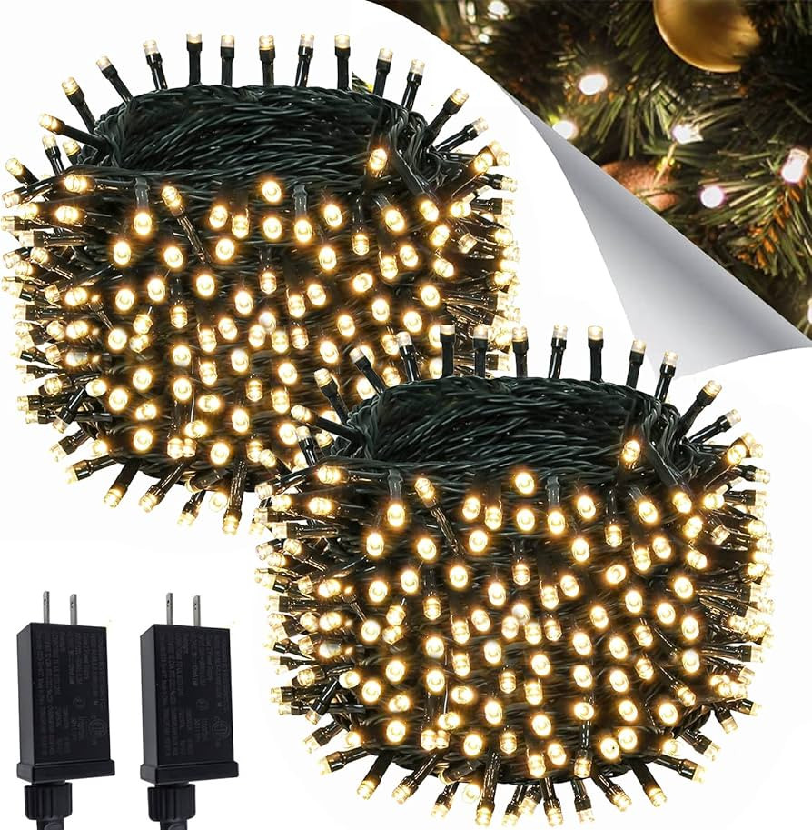 OZS 2PACK 164ft 400 LED Christmas Lights Outdoor/Indoor, Warm White Extendable String Lights, Wat... | Amazon (US)