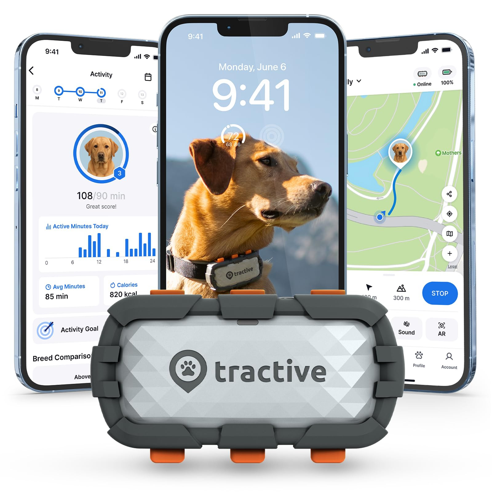 Tractive XL Smart Dog GPS Tracker | Live Pet Tracker with Virtual Fence | Vital Signs Monitoring ... | Amazon (US)