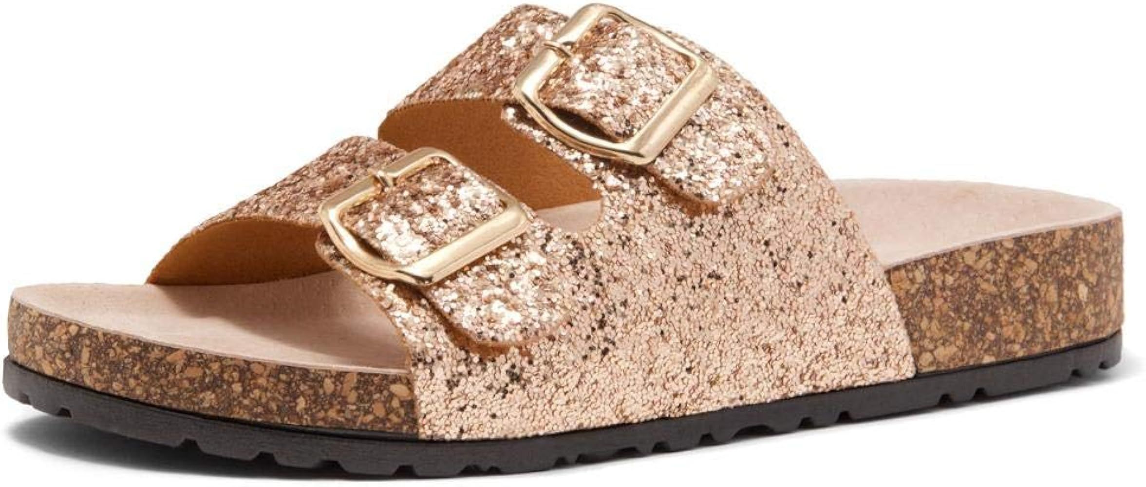 Softey Women's Comfort Buckled Slip on Sandal Casual Cork Platform Sandal Flat Open Toe Slide Sho... | Amazon (US)