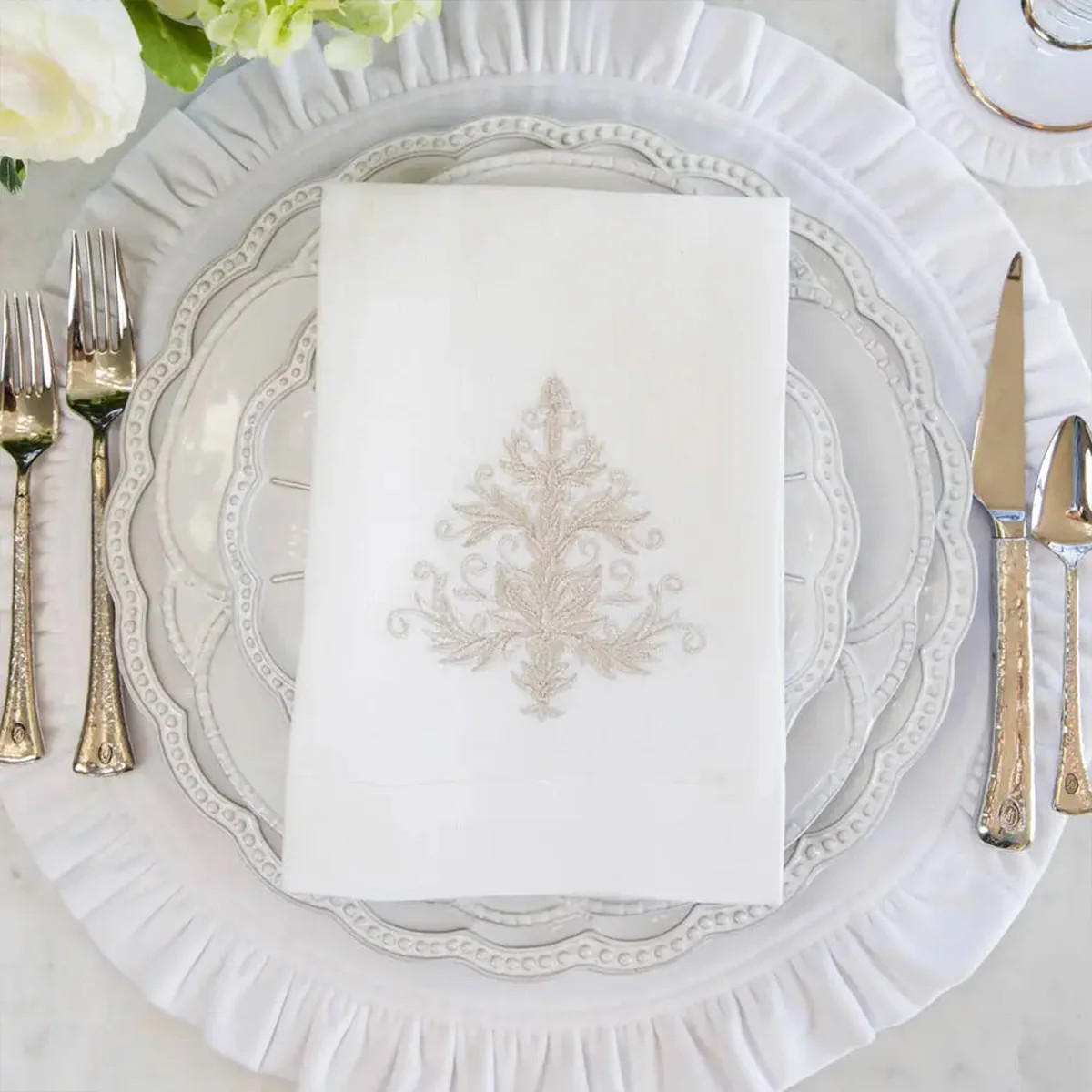 Round Ruffle Velvet Placemat - Two Sizes | Arte Italica & Crown Linen Designs