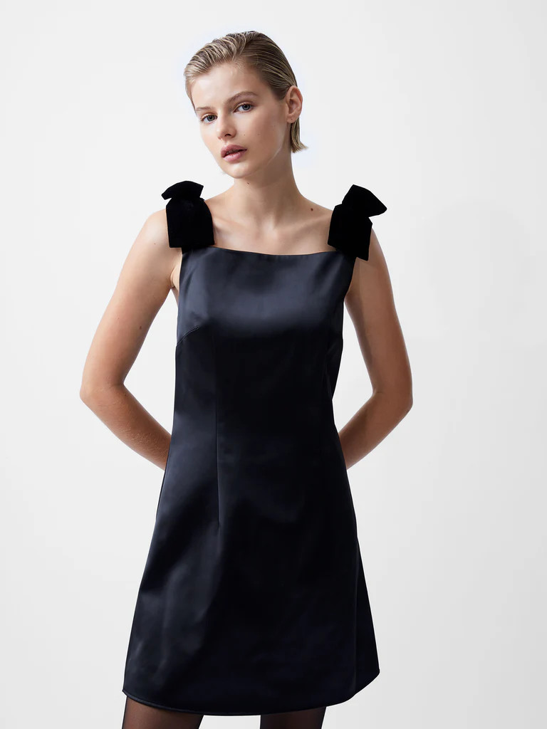 Carey Velvet Bow Straps Satin Mini Dress | French Connection (UK)
