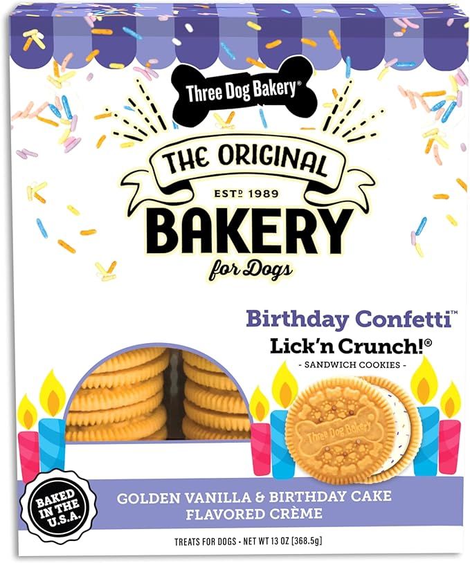 Three Dog Bakery Birthday Confetti Lick'n Crunch 13 Ounce (Pack of 1) | Amazon (US)
