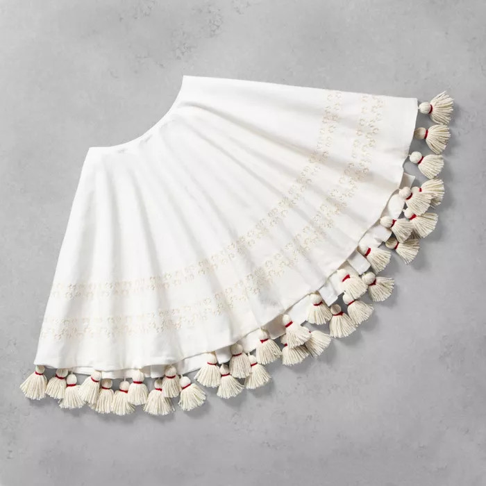 Round Tree Skirt Sour Cream Embroidered with Tassels - Hearth & Hand™ with Magnolia | Target
