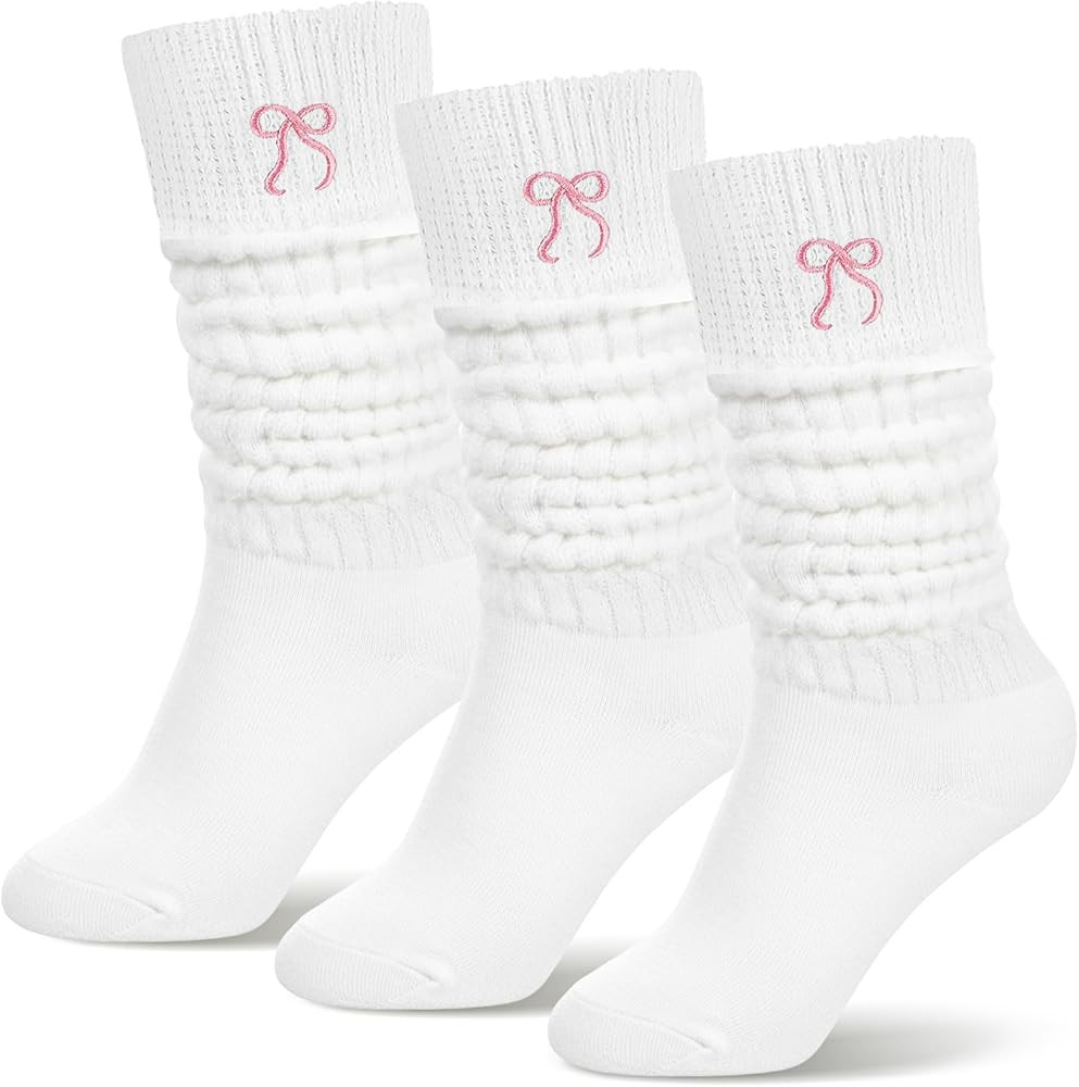 3 Pairs Cute Slouch Socks for Women, Long Scrunch Knee High Socks, Winter Novelty Gifts for Women | Amazon (US)