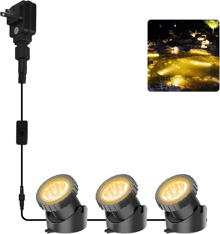 3000K Warm White Pond Lights, LED Underwater Submersible Landscape Spotlights, Switch Control IP6... | Amazon (US)
