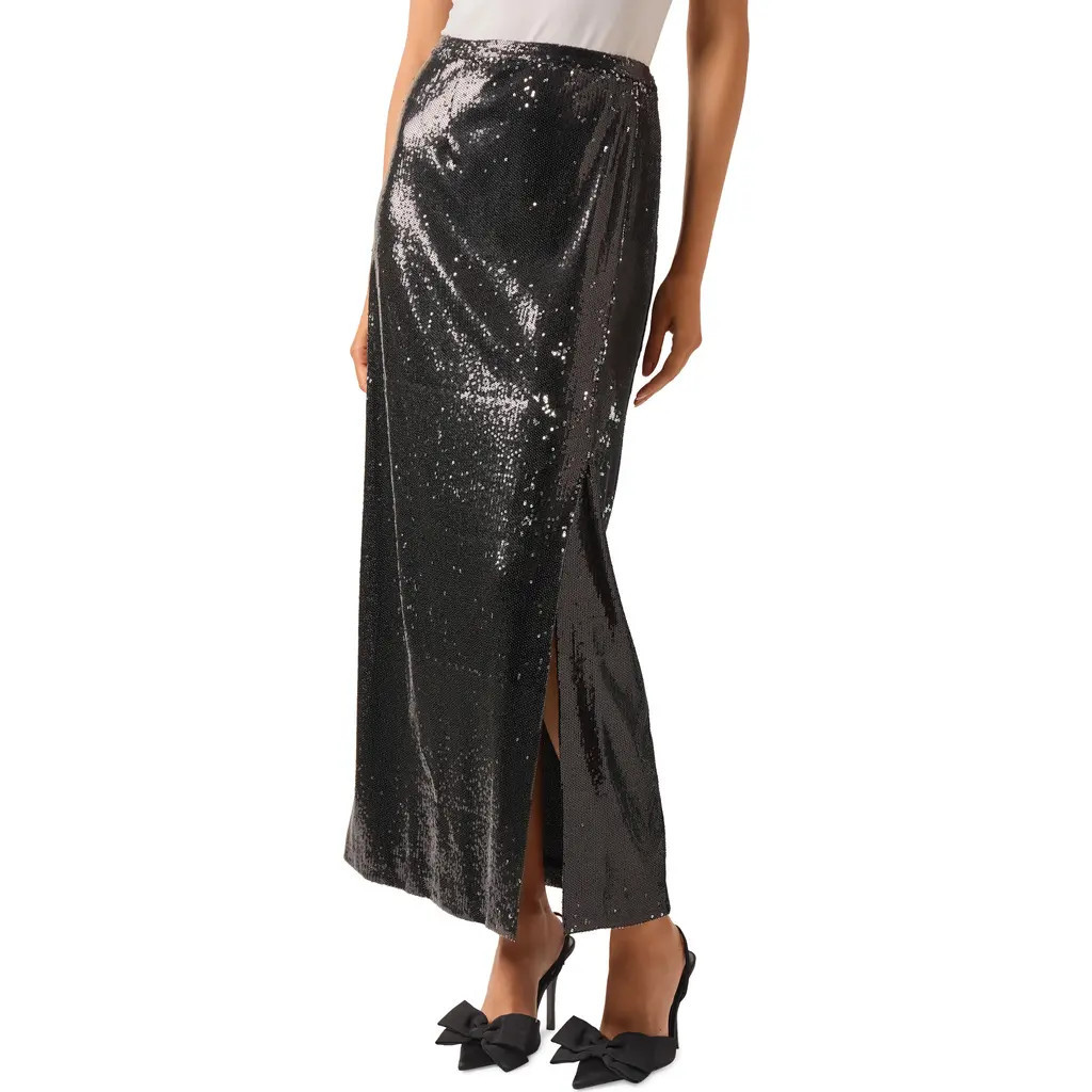 Misook Sequin Maxi Skirt in Black at Nordstrom, Size Xx-Small | Nordstrom