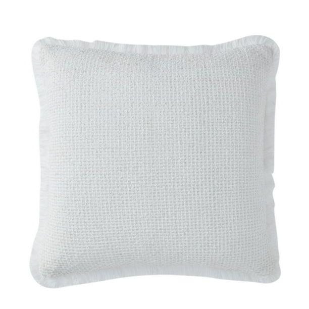 My Texas House Sabine Woven Fringe Square Decorative Pillow Cover, 20" x 20", Bright White - Walm... | Walmart (US)